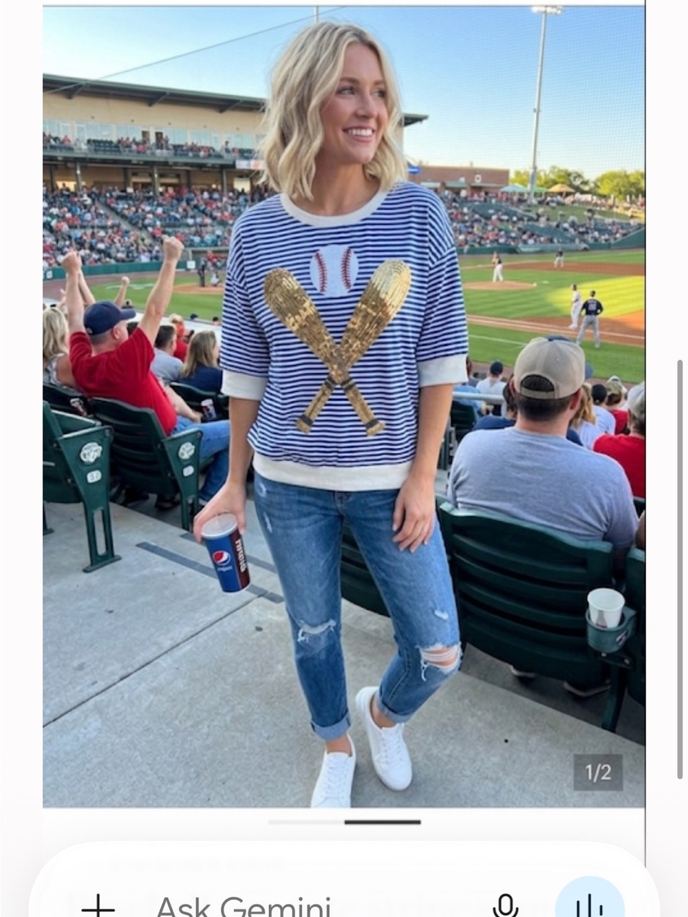 Baseball top cute stripe summer fun med ptp 22 - Picture 1 of 3